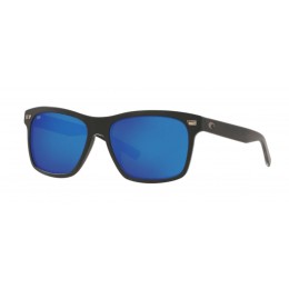 Costa Aransas Men's Matte Black And Blue Mirror Sunglasses