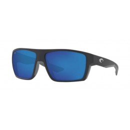 Costa Bloke Men's Matte Black And Blue Mirror Sunglasses
