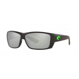 Costa Cat Cay Men's Matte Black Green Logo And Gray Silver Mirror Sunglasses
