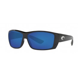 Costa Cat Cay Men's Shiny Black And Blue Mirror Sunglasses