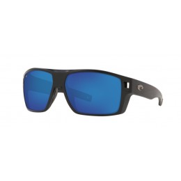 Costa Diego Men's Matte Black And Blue Mirror Sunglasses