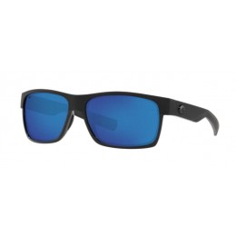 Costa Half Moon Men's Shiny Black And Blue Mirror Sunglasses