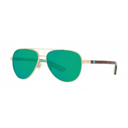 Costa Peli Men's Brushed Gold And Green Mirror Sunglasses