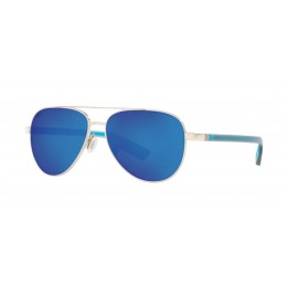 Costa Peli Men's Shiny Silver And Blue Mirror Sunglasses