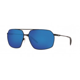 Costa Pilothouse Men's Matte Black And Blue Mirror Sunglasses