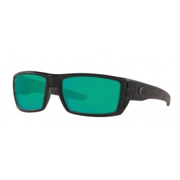 Costa Rafael Men's Matte Black Teak And Green Mirror Sunglasses