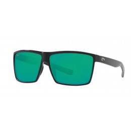 Costa Rincon Men's Shiny Black And Green Mirror Sunglasses