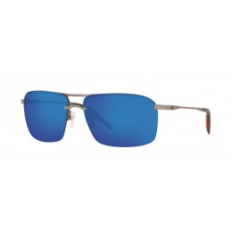 Costa Skimmer Men's Matte Silver And Blue Mirror Sunglasses