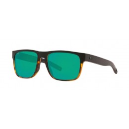 Costa Spearo Men's Black And Shiny Tort And Green Mirror Sunglasses
