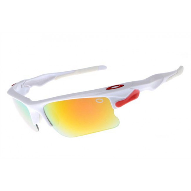 Oakley Fast Jacket Polished White And Fire Iridium Sunglasses
