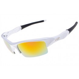 Oakley Flak Jacket Matte White And Fire Iridium Sunglasses