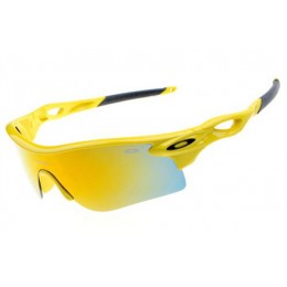 Oakley Radarlock In Neon Yellow And Fire Iridium Sunglasses