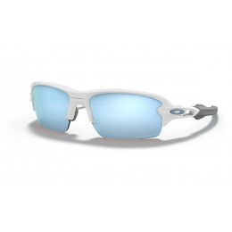 Oakley Flak Xs Youth Fit Polished White Frame Prizm Deep Water Polarized Lens Sunglasses