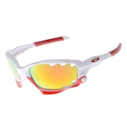 Oakley Racing Jacket In White And Fire Iridium Limited Edition Fathom Sunglasses