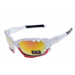 Oakley Limited Edition Fathom Racing Jacket In White And Fire Iridium Sunglasses