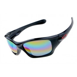 Oakley Pit Bull In Polished Black And Colorful Iridium Sunglasses