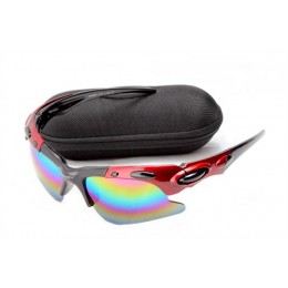 Oakley Plate In Black And Red And Colorful Iridium Sunglasses