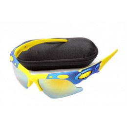 Oakley Plate In Yellow And Blue And Fire Iridium Sunglasses