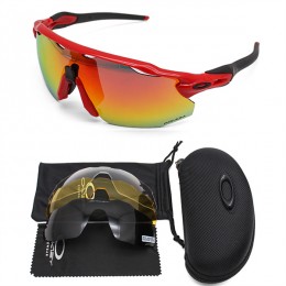 Oakley Radar Ev Polished Red And Prizm Fire Sunglasses