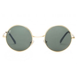 Ray Ban Rb3088 Round Metal Gold And Dark Green Sunglasses
