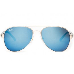 Ray Ban Rb3806 Aviator Gold And Light Blue Sunglasses