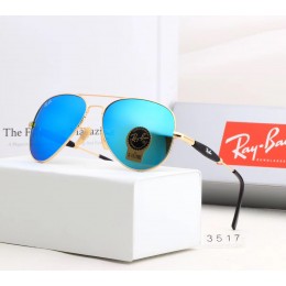 Ray Ban Rb3517 Mirror Ice Blue And Gold With Black Sunglasses